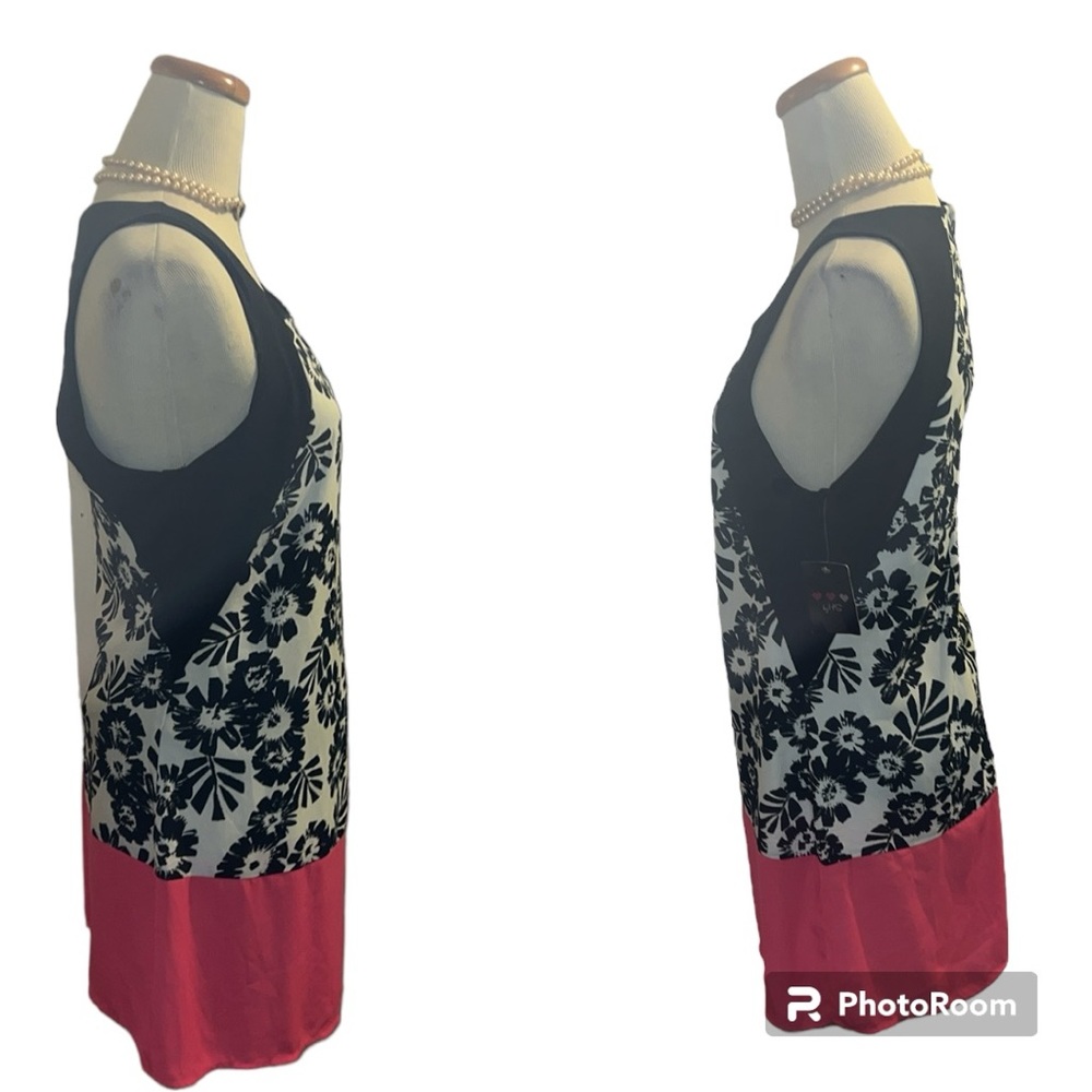 Big Strike USA New With Tags Large black/white/red floral sleeveless dress - Picture 2 of 14